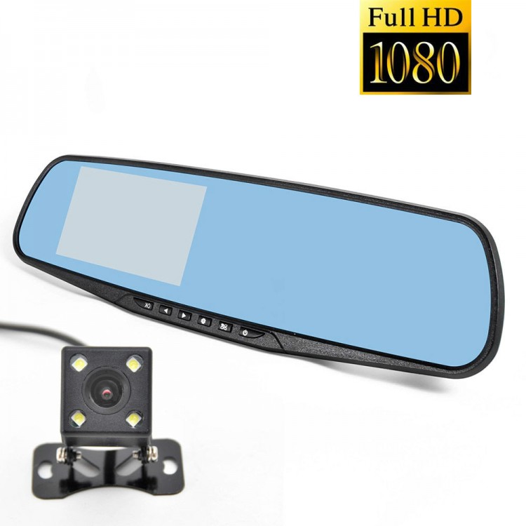 Rearview Mirror Car Dvr Camera Video Recorder, black, 3.4"