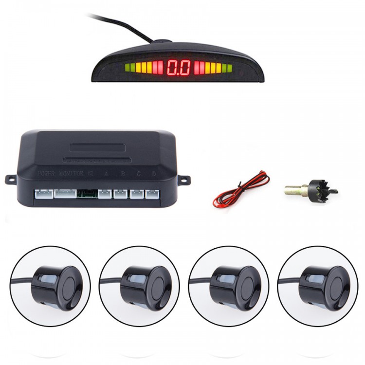 Car parking sensor kit with display and sound alarm